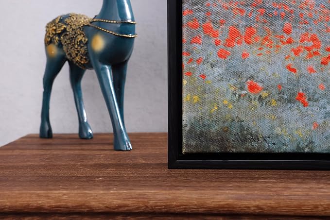 Wieco Art Framed Wall Art The Poppy Field Near Argenteuil Canvas Prints of Claude Monet Floral Oil Paintings Classic Flowers Landscape Pictures Artwork for Bedroom Home Decorations
