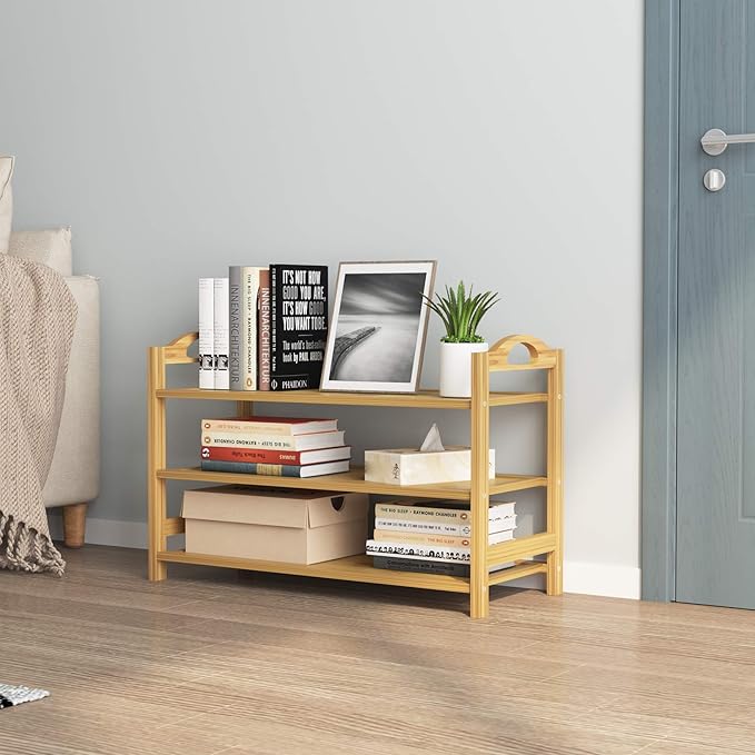 UDEAR Bamboo Shoe Rack 3-Tier Shoe Storage Organizer Entryway Shoe Shelf