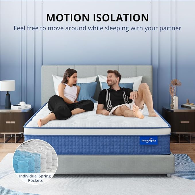 King Size Mattress 10 Inch Hybrid Mattress in a Box, Medium Firmness, Foam and Individual Pocket Springs for Motion Isolation & Pressure Relief, CertiPUR-US Certified, 76" x 80"
