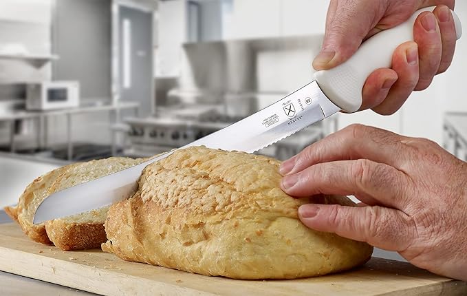 Mercer Culinary Ultimate White 10" Curved Wavy Edge Bread Knife, White
