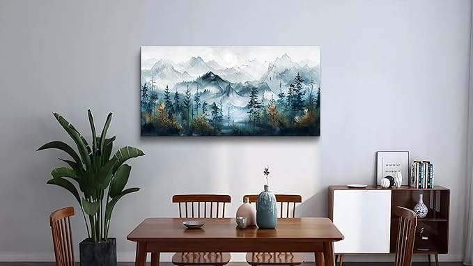FUHAIHUA Large Wall Art For Living Room Canvas Wall Decor For Bedroom Modern Office Decorations Misty Forests Trees Wall Pictures Artwork Ink Landscape Painting Works Room Aesthetic Mural 30x60 In
