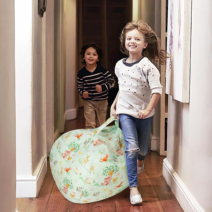 Bean Bag Chair for Kids Stuffed Animal Storage Beanbag Chairs,Toddler Toy Storage Organizer for Girls and Boys,Large 32'' Cover Only（No Filling)