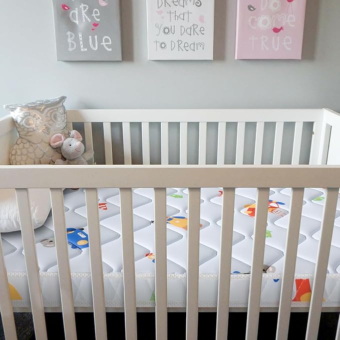 Premium Crib & Toddler Mattress, 100% Knitted Fabric, Premium Fleece Surface-Hypoallergenic, Soft Breathable, 5" Thick-Firm and Optimal Support, Non-Toxic Crib Mattress