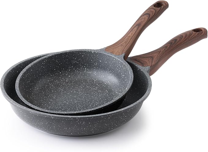 SENSARTE Nonstick Frying Pan Skillets, Swiss Granite Coating Omelette Pans, Healthy Cookware Chef's Pans, Free of Intentionally Added PFOA (8+10 Inch)
