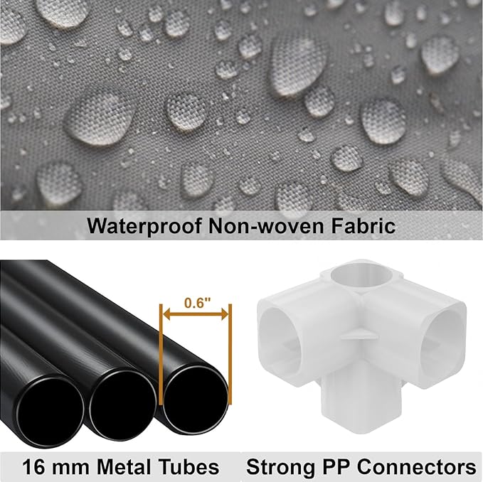 83 Inch Wide Portable Closet Wardrobe, Clothes Storage Rack Organizer with Cover, 5 Clothes Hanging Rods and 10 Storage Shelves, Grey