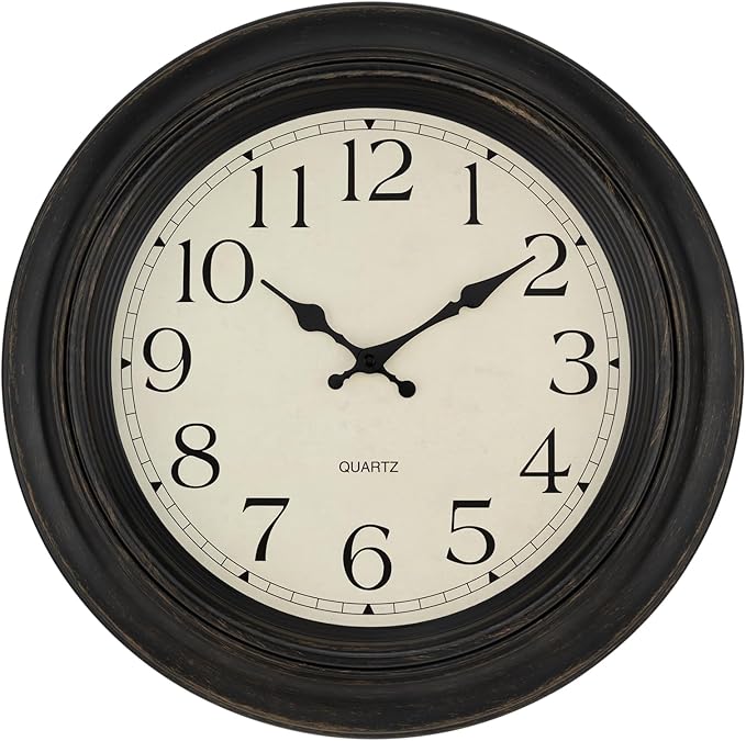 Foxtop Large Wall Clock 18 Inch Silent Non Ticking Battery Operated Classic Vintage Retro Wall Clock Decorative for Living Room Kitchen Home Office (Bronze)
