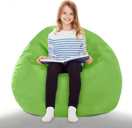 2FT Bean Bag Chair with Ultra Soft Velvet Cover Bean Bag Sofa with Memory Foam Bean Bag Chairs with Large Size Lazy Sofa for Dorm Office Living Room Bedroom Grass Green 2'