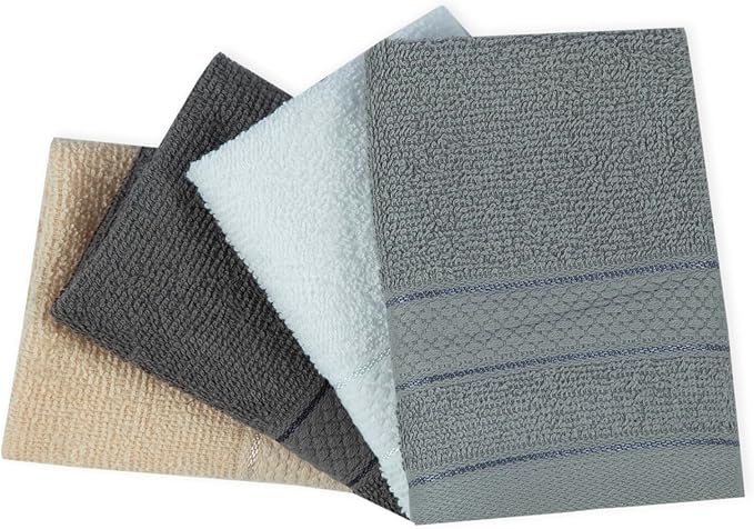 Casa Lino Face Towels & Body Wash Cloths for Showering - 100% Cotton Wash Cloths for Bathroom - Highly Absorbent & Quick Drying Washcloth Set - Cotton Washcloths 24 Pack (12" x 12") - (Multicolor I)