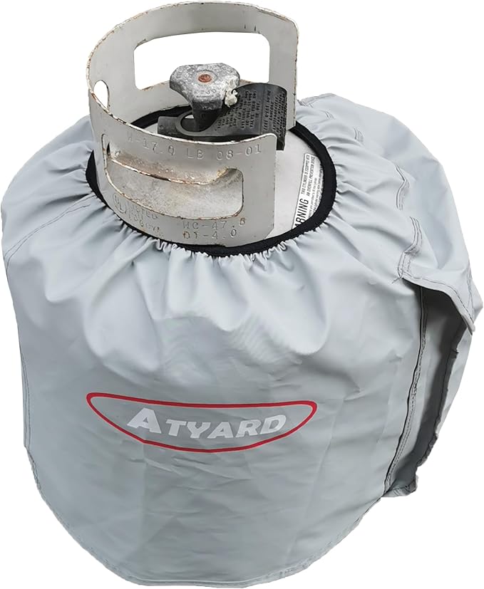 ATYARD Heavy Duty Propane Tank Cover Fits Standard 20 lb Tank Cylinder, UV and Weather Resistant , with Storage Pocket Gray