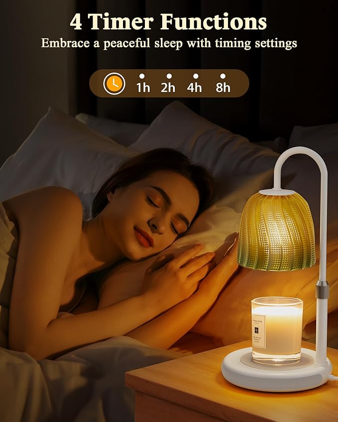 Glocusent RGB Candle Warmer Lamp with Timer, Dimmable & 7 Colors, Height Adjustable, Christmas Birthday Gifts for Mom Women Her, Wax Melt Warmer for Jar Candles, House Warming, Room Home Office Decor