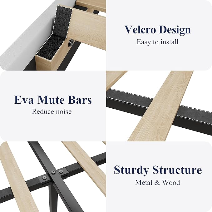 Allewie King Size LED Bed Frame with Charging Station, Velvet Upholstered Platform Bed with Geometric Wingback Headboard, Modern Frame with No Box Spring Needed, Easy Assembly, White