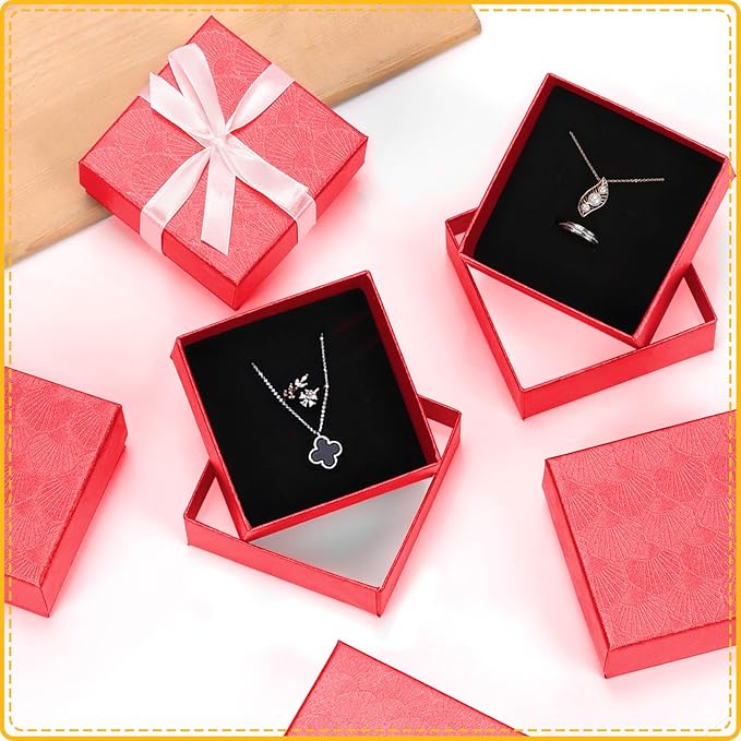 Glarks 17pcs 2.95 x 2.95in Jewelry Gifts Boxes Kit, Red Fan Shaped Jewelry Boxes for Ring Earring Jewelry, Christmas, Birthday, Anniversaries, Valentine’s Day, Mother’s Day and Other Festivals