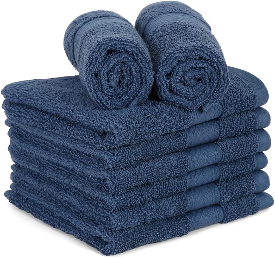 Casa Lino Face Towels & Body Wash Cloths for Showering - 100% Cotton Wash Cloths for Bathroom - Highly Absorbent & Quick Drying Washcloth Set - Cotton Washcloths 24 Pack (12" x 12") - (Cobalt Blue)