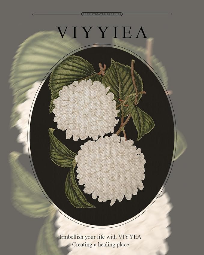 VIYYIEA Gold Framed Wall Art Canvas Print Home Decor White Hydrangea Oil Painting Canvas Prints Room Aesthetic Flower Prints Decoration Bedroom Bathroom Wall Decor Kitchen Office 13x16in