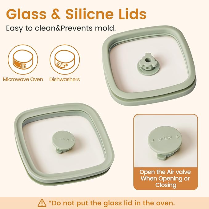 Square Glass Food Storage Jars with Lids[Set of 5], Perfect for Pasta, Cookies, Nuts, Coffee, Cereal, Flour,Organize Your Kitchen with these BPA-Free Glass Jars with Silicone Lids