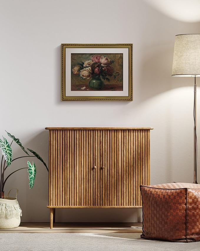 VIYYIEA Gold Framed Wall Art Canvas Print Home Decor Flower Art Vintage Botanical Prints Rustic Farmhouse Wall Decor Mid Century Art Prints Floral Room Decor Wall Pictures Living Room Bedroom 16x20in