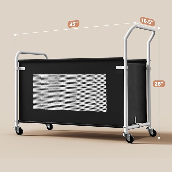 KEEGH Extra Large Toy Box for Kids with 360° Rotating Wheels, Heavy Duty Toy Chest for Boys and Girls, Toy Storage Organizer for Kids, Toy Bins for Living Room, Nursery, Bedroom(Black)