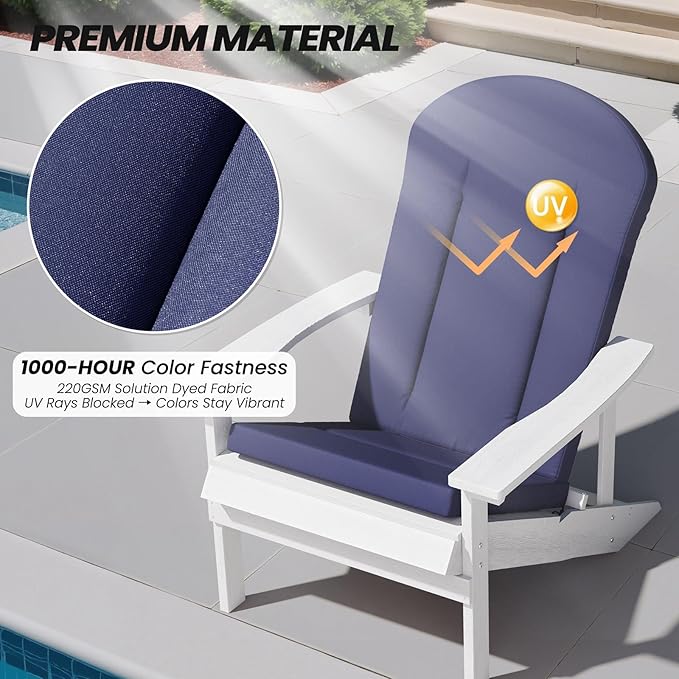 Crestlive Products Adirondack Chair Cushion Outdoor Rocking Chair Cushion Water Resistant 50x20 Inch High Back Patio Replacement Cushions, Navy