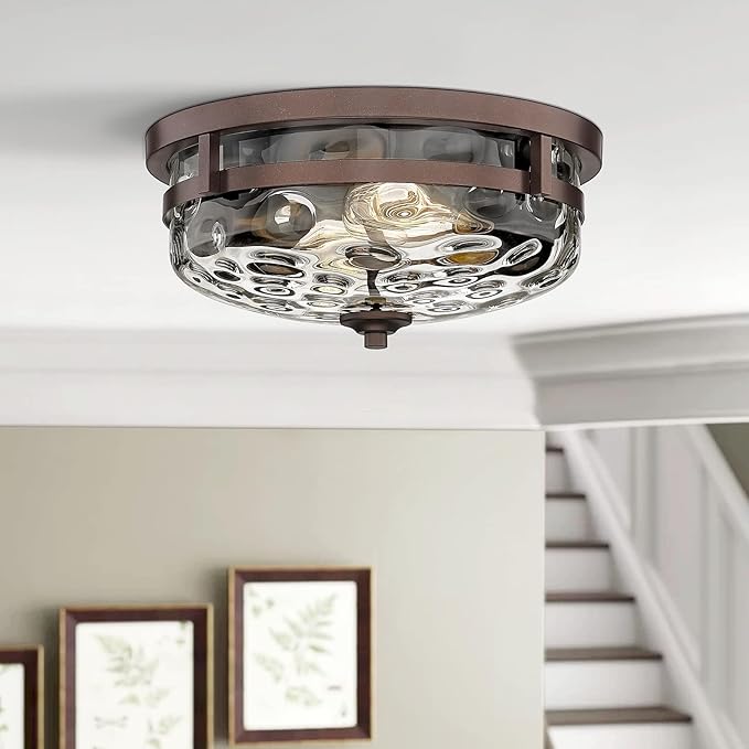 Flush Mount Ceiling Lights, 1 Pack Farmhouse Close to Ceiling Light, Entrance Ceiling Light Industrial Ceiling Lighting Fixture for Kitchen Hallway Living Room Stairwell (Oil Rubbed Bronze)