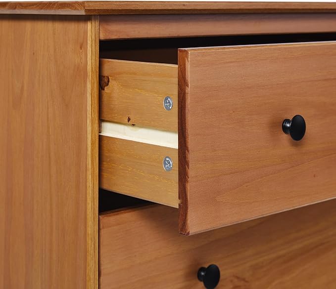 Walker Edison Modern Tall 4-Drawer Solid Wood Dresser Bedroom Storage Drawer Organizer Closet Hallway, 40 Inch, Caramel