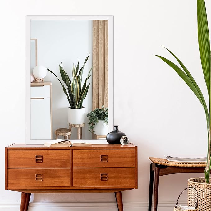 BOMINICA Rectangular Wall Mirror 24” x 36” Bathroom Mirror Framed Wall Mirror for Living Room, Vanity, White