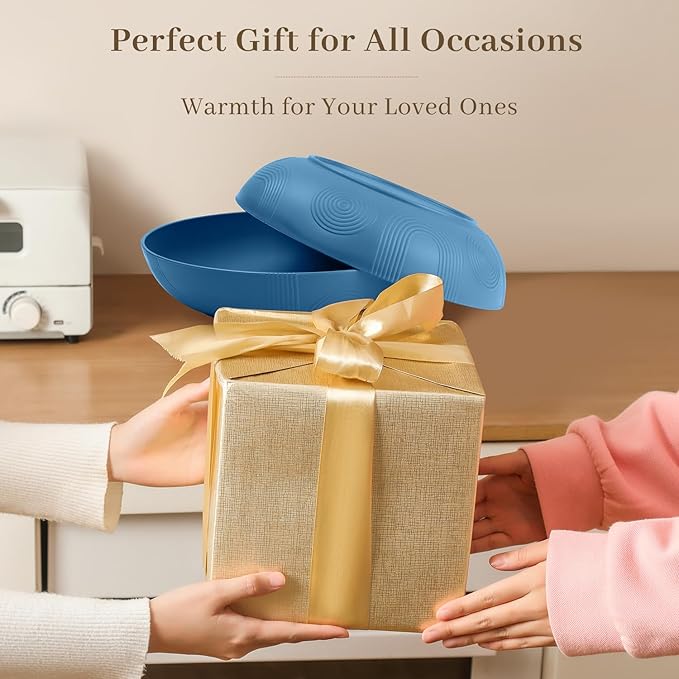 Homienly Wheat Straw Bowls, Salad Bowls, Serving Bowls for Kitchen, Camping, Picnic, Fruit, 60 OZ Large Capacity, Microwave and Dishwasher Safe, Set of 2 (Blue)