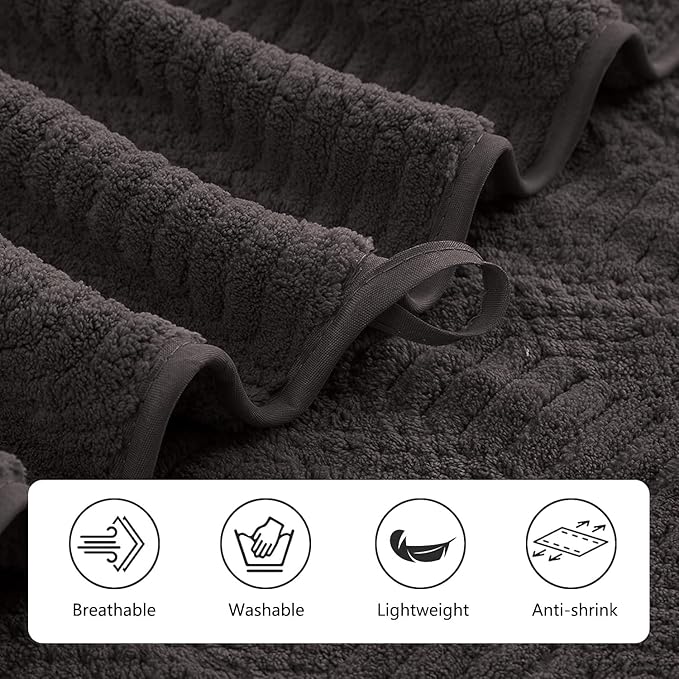 8 Piece Oversized Bath Towels Set Black Brown,2 Extra Large Bath Towel Sheets,2 Hand Towels and 4 Washcloths 600 GSM Highly Absorbent Quick Dry Towels Set for Bathroom Hotel