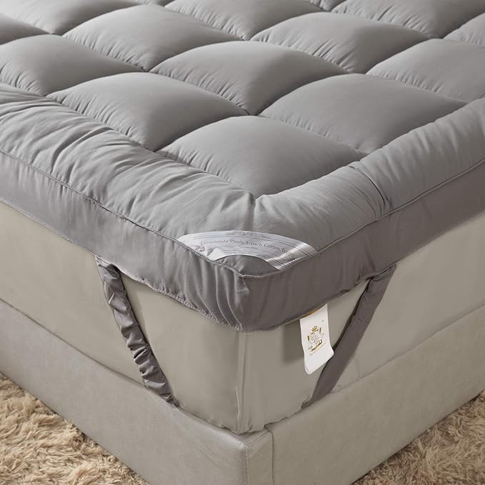 Plush Extra Thick Twin XL Mattress Topper, Soft & Cooling Pillow Top Bed Topper for Back Pain with 300TC Cotton Cover, Overfilled Mattress Pad Cover for Back Pain, Fit to 6”-22” Mattress.