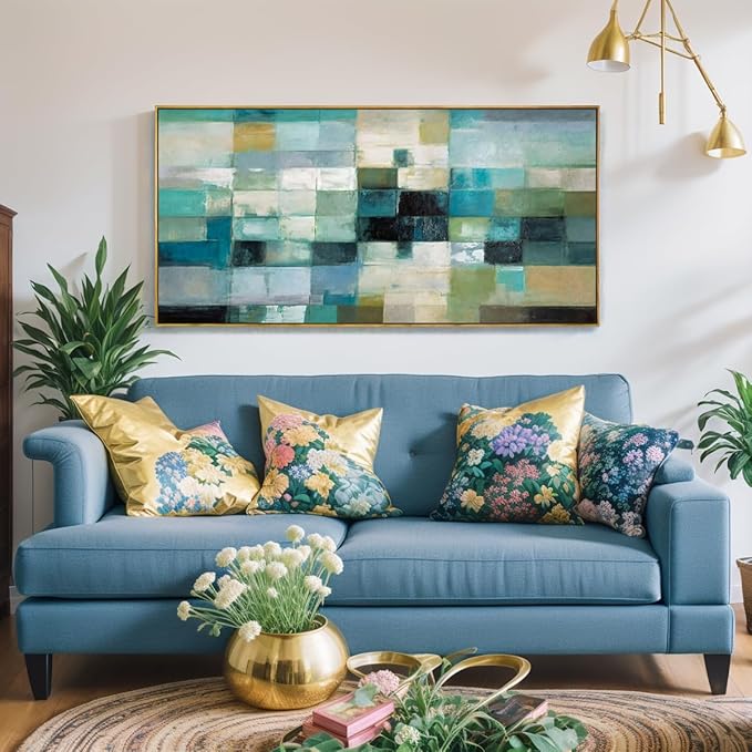 Wall Art Modern Artwork Abstract Canvas Painting Green Blue Fantasy Colorful Wall Decor for Living Room Bedroom Dining Room Home Office Decor 30"x60" with Framed…