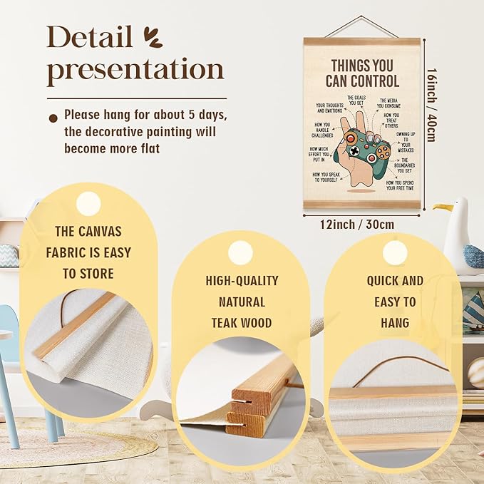 ZTGDA Positive Affirmation Poster,Things You Can Control Poster,Mental Health Gaming Wall Art, Positive Motivational Canvas for Teen Room, Counseling Office, Therapy, or Classroom Decor(Control)