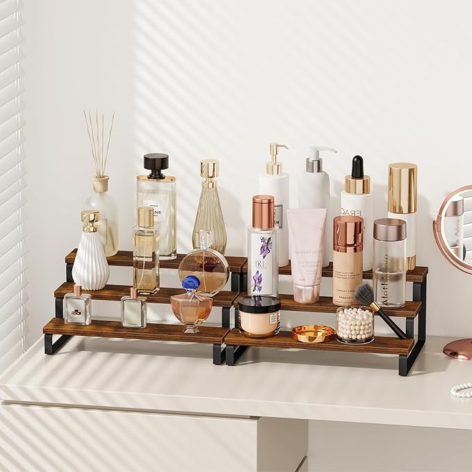 Giikin 2-Tier Wooden Display Stand Riser, Perfume Organizer, Cupcake Stand Holder