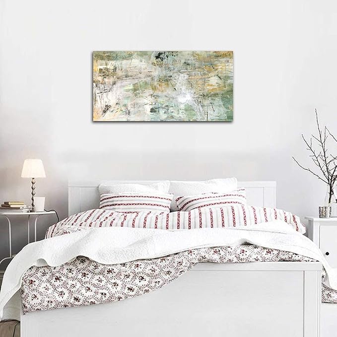 NINEASO Brown Green Abstract Wall Art - Unearthed World Abstract Canvas Pictures for Wall Decor Modern Abstract Canvas Painting Artwork for Living Room Bedroom Home Office Wall Decorations 24" x 48"