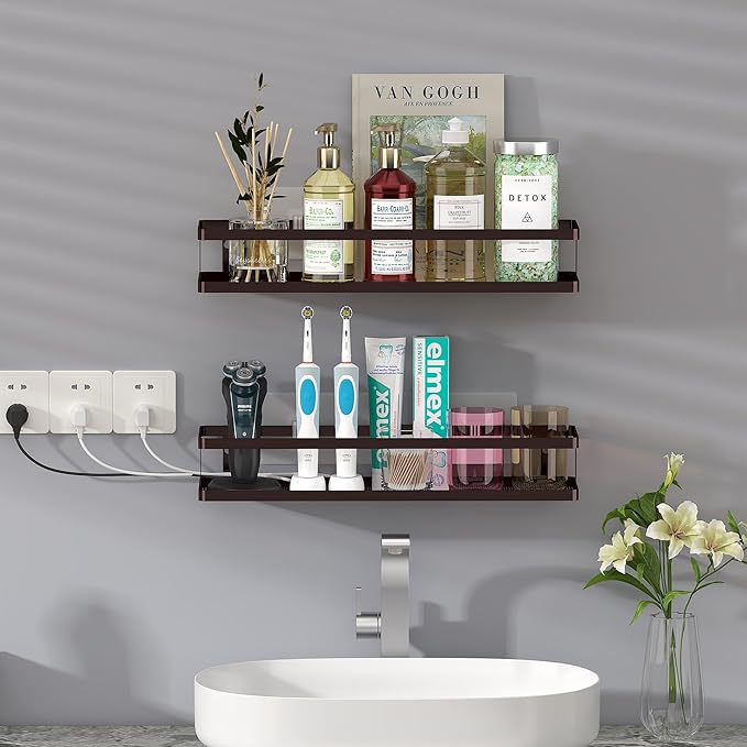 PUSDON Metal Wall Hanging Basket 2 Packs DIY Suitable for Multiple Scenes - Large Bronze Guardrail