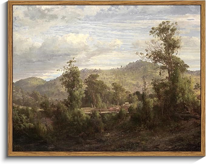 InSimSea Framed Canvas Wall Art Vintage Decor, Home Decor Retro Landscape Oil Painting Canvas Wall Art Decorations for Living Room Kitchen Office Farmhouse Bathroom Decor, 11"x14"