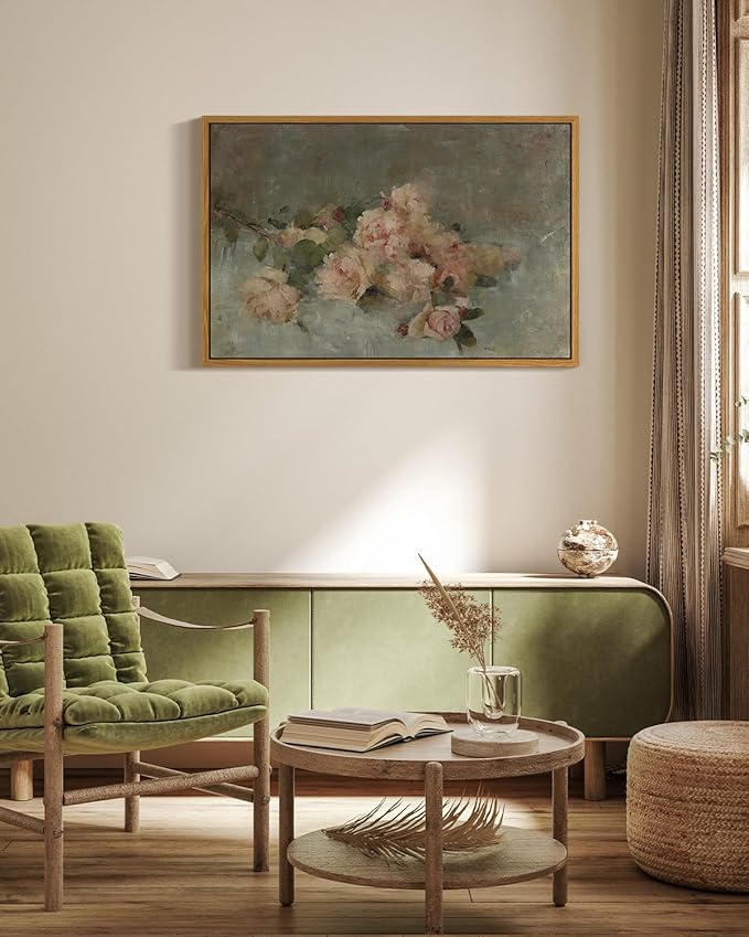 InSimSea Framed Wall Art - Large Canvas Prints: Classical Oil Painting Roses for Living Room, Bedroom, Home Office & Bathroom Decor - 16x24in