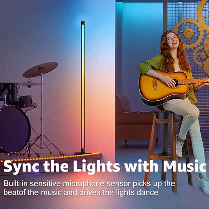 RGB Floor Lamp,Smart LED Corner Lamp with App and Remote Control,16 Million Colors & 80+ Scene,Music Sync,Timer Setting,Ideal for Living Rooms,Bedrooms,Gaming Rooms,Ambient Lighting (47” H)