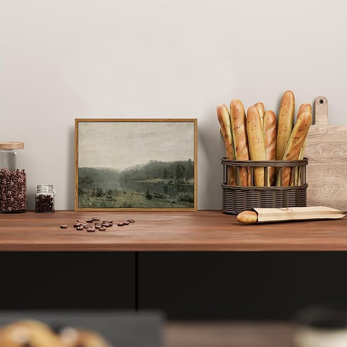 Floating Framed Canvas Wall Art, Vintage Wild Field Oil Painting Pictures Prints, Modern Farmhouse Natural landscape Wall Decor for Living Room Bedroom Dining Room Office Decor 8x10 inch