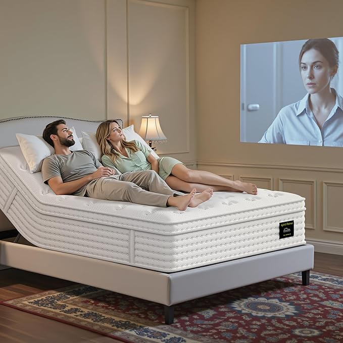 FP FLEXPEDIC Firm Queen Mattress, 14 Inch Cooling Gel Memory Foam Mattress, Hybrid Pocket Spring 7-Zone Mattress, Pressure Relief, Fiberglass-Free & CertiPUR-US, No Odor, 2025 Structure New Upgrade