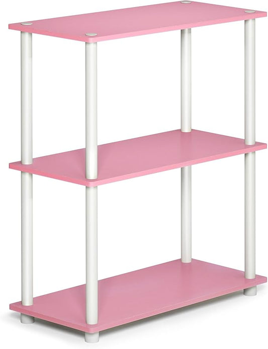 Furinno Turn-N-Tube 3-Tier Compact Multipurpose Shelf Display Rack, Pink/White