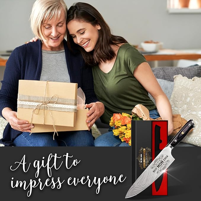 Gifts for Mom Christmas Day Mother Women, 8" Professional Chef Knife - Xmas Gift, German High Carbon Stainless Steel Kitchen Knife Set, Mom Birthday Mother Day Gift