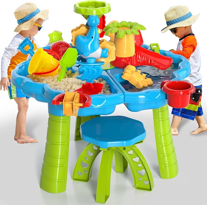 3 in 1 Water Table for Toddlers 3-5 Years Kids Ages 4-8, Kids Summer Activity Sensory Play Outdoor Beach Backyard Sand Water Table Toys for Toddlers, Birthday Gift Toys for Boys Girls