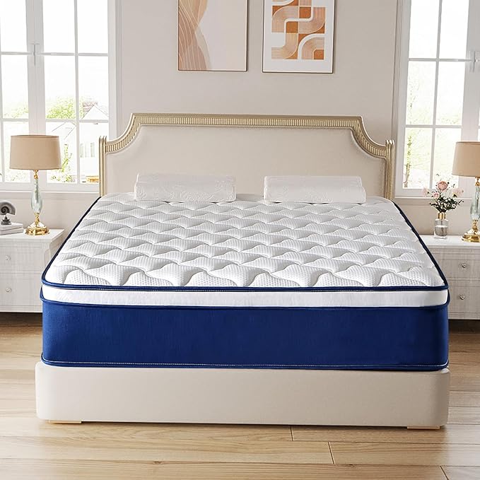 Queen Size 12 Inch Mattress in a Box - Gel Memory Foam & Pocket Springs, Medium Firm for Back Support, Fiberglass-Free, CertiPUR-US Certified, 60x80 Inches, 120-Night Trial