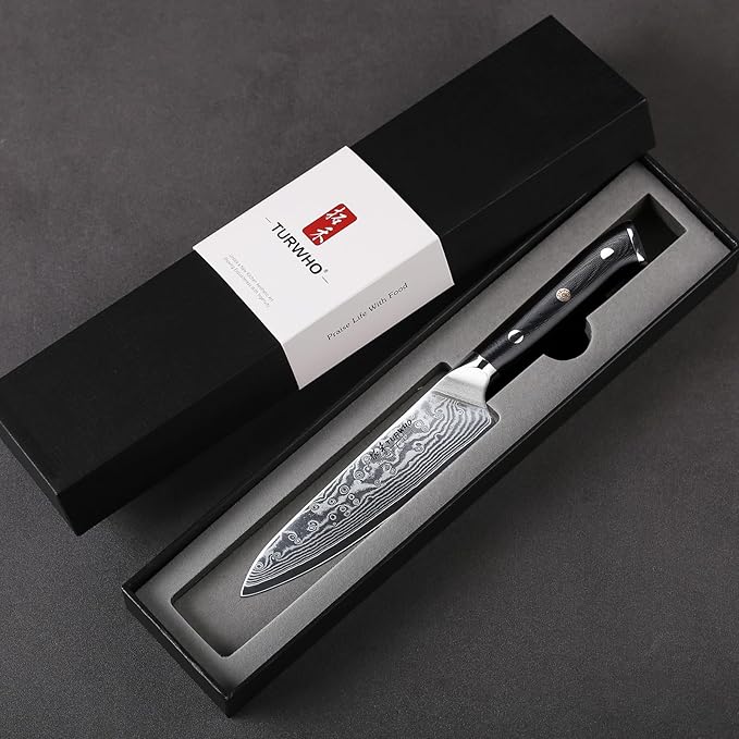 Professional Utility knife 5 Inch - Classic Damascus Japanese VG-10 Steel Kitchen Knives