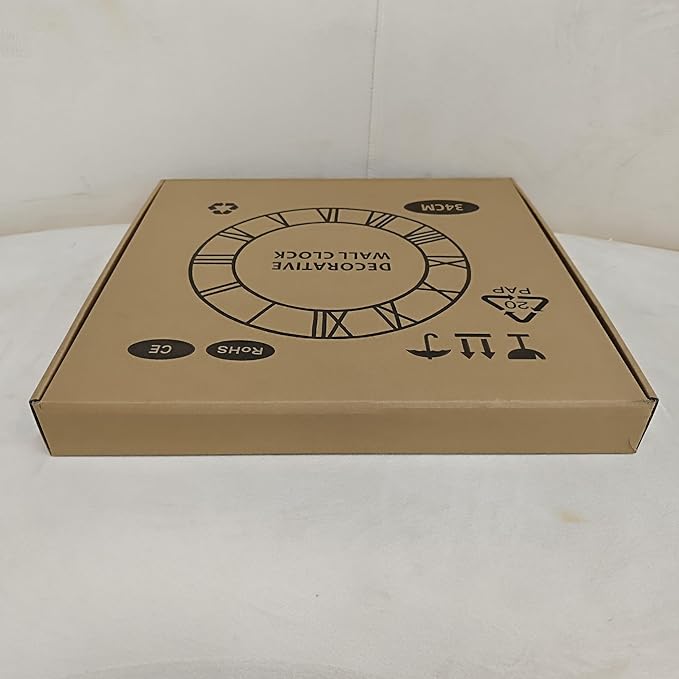 Maxstar Wall Clock Battery Operated,Silent Non-Ticking Modern Rustic Metal Round Clocks Small for Living Room/Bedroom/Office/Kitchen/Farmhouse Home Decor-14 Inch(Brown-Wood)