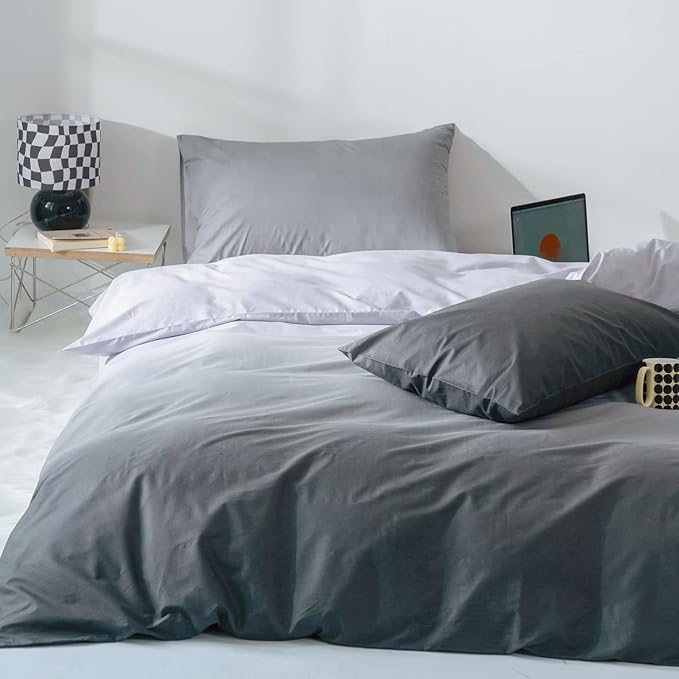 Gradient Gray Comforter Set Ombre White Gray Bedding Set Twin Women Aesthetic Comforter 3 PCs Gray Color Bed Comforter Set Twin Gradient White and Gray Comforter Set Twin