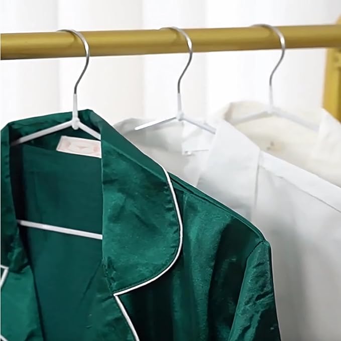 ‌Stainless Steel Heavy Duty Hangers - Non-Slip Rubber Coated, Space Saving Ultra Thin Design for Coats, Pants & Dresses (32 Pack, White)