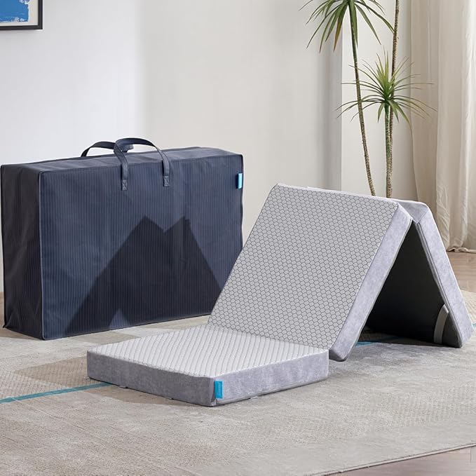 Odorless Foldable Mattress Single Size 75" x 25" x 4", 4 Inch Folding Foam Mattress with Storage Bag, Trifold Memory Foam Mattress for RV, Guest Bed