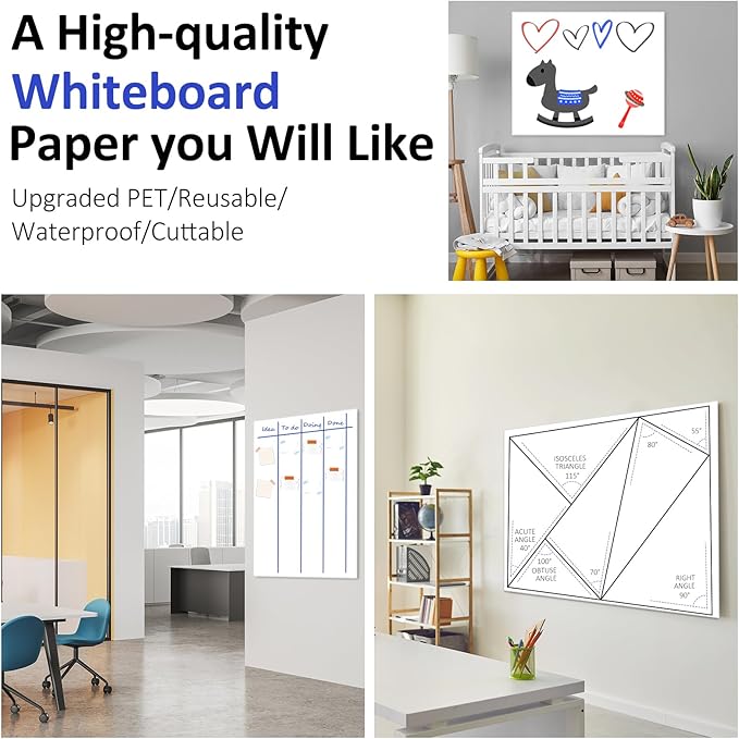 Dry Erase White Board Sticker for Wall (96 × 46)