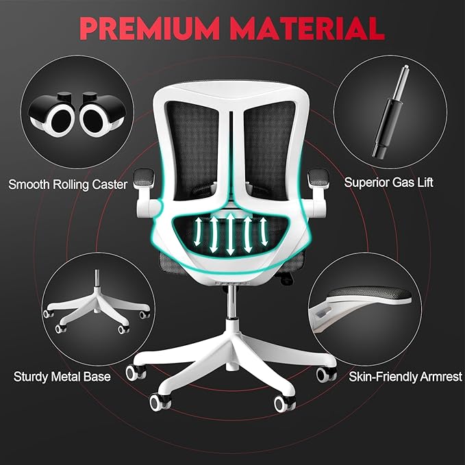 Ergonomic Office Chair - Comfy Desk Chairs with Wheels and Arms, 400LB Heavy Duty Mesh Computer Chairs with Comfortable Lumbar Back Support for Home Office, Study, Bedroom and College Dorm