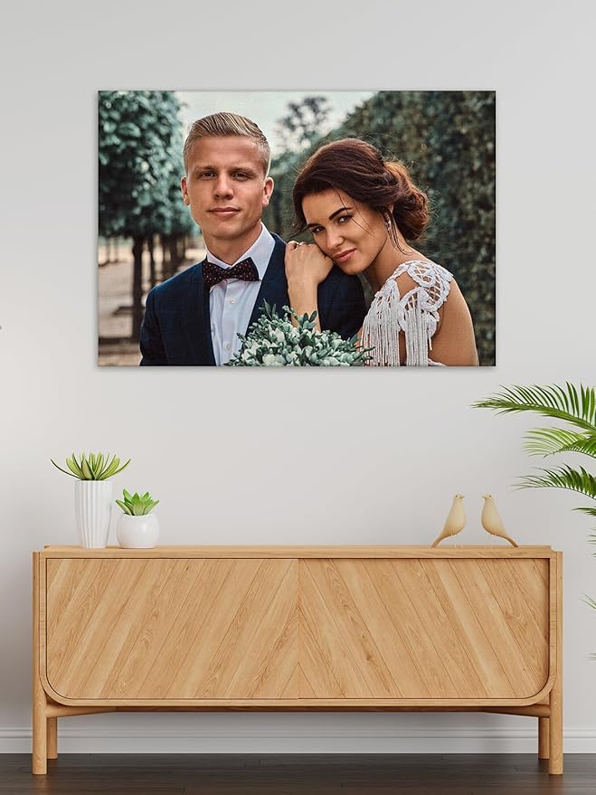 Jovivi Custom Canvas Prints with Your Pictures - Personalized Photos Print,Wall Art Poster Canvas Printing Customized Photo Gifts for Wedding Family Pets Home Office Decor Frame 12x12